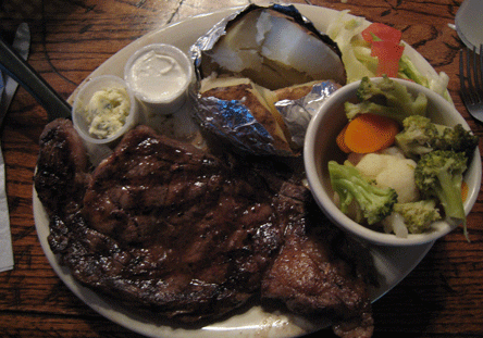 The ribeye steak at the Ponderosa Steakhouse The ribeye steak at the Ponderosa Steakhouse