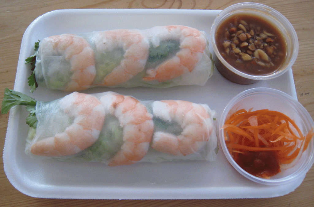 Shrimp stuffed spring rolls with peanut sauce Shrimp stuffed spring rolls with peanut sauce
