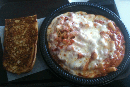 Baked ziti with garlic bread